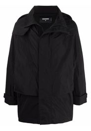 Dsquared2 logo-print hooded mid-length coat - Black