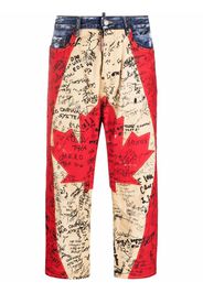 Dsquared2 Maple Leaf graffiti-print cropped jeans - 470