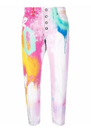 Dsquared2 paint splatter detail cropped trousers - White