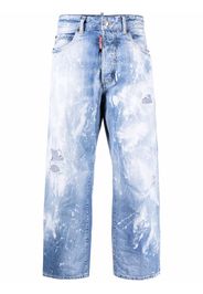 Dsquared2 distressed paint-splattered wide-leg jeans - Blue