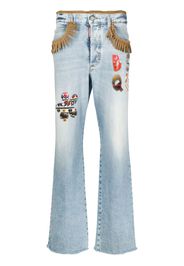 Dsquared2 fringed-trim bootcut jeans - Blue