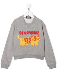 Dsquared2 Kids logo animal-embroidered sweatshirt - Grey