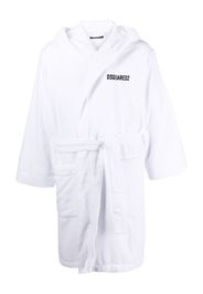 Dsquared2 logo-detail hooded bathrobe - White
