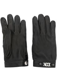 Dsquared2 logo-plaque leather gloves - Black