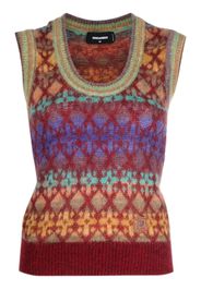 Dsquared2 jacquard logo-patch vest - Brown