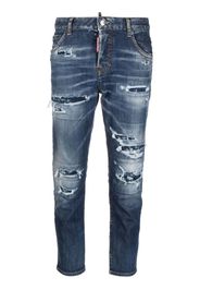 Dsquared2 distressed logo-patch cropped jeans - Blue