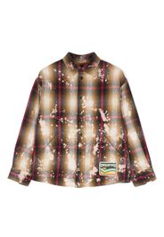 Dsquared2 Kids logo-patch bleached check shirt - Brown