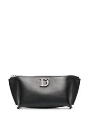 Dsquared2 logo-plaque leather makeup bag - Black