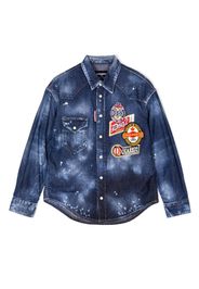 Dsquared2 Kids logo-patches cotton shirt - Blue