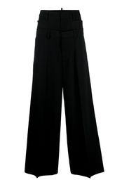 Dsquared2 layered wide-leg virgin-wool trousers - Black