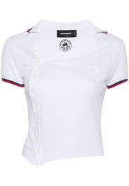 Dsquared2 logo-patch asymmetric polo shirt - White