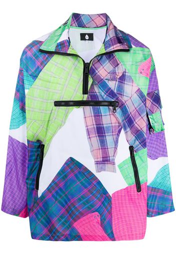 oversized patchwork print pullover jacket