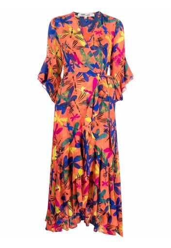 DVF Diane von Furstenberg Jean Miami Libellule-print wrap dress - Orange