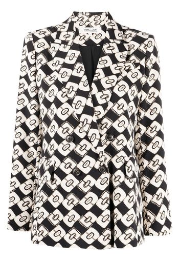 DVF Diane von Furstenberg Gloria graphic-print double-breasted blazer - Black