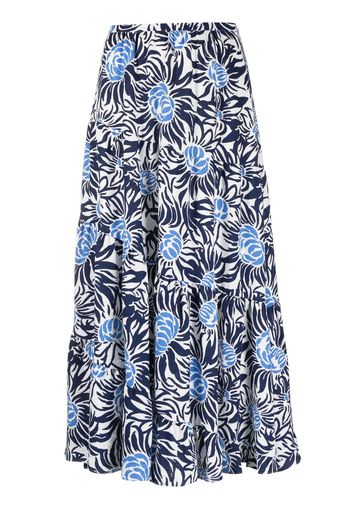 DVF Diane von Furstenberg floral-print fluted skirt - White