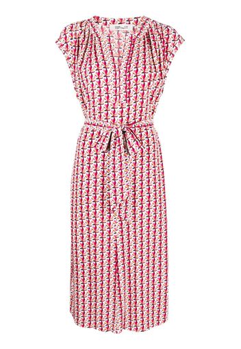 DVF Diane von Furstenberg graphic-print tied-waist dress - White