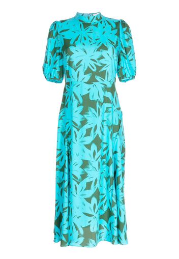 DVF Diane von Furstenberg Nella Brushed Petals-print midi dress - Blue