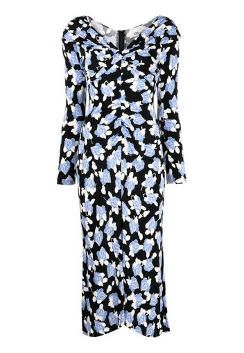 DVF Diane von Furstenberg floral-print V-neck dress - Black