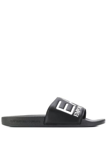 Ea7 Emporio Armani embossed logo slides - Black