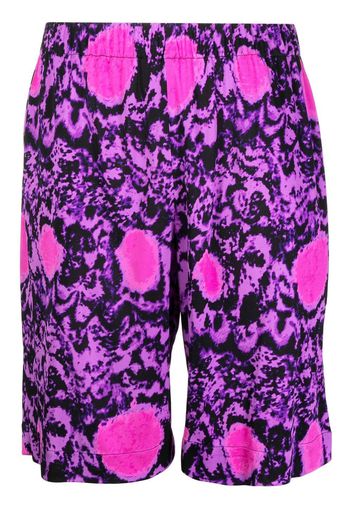 Edward Crutchley abstract-pattern silk shorts - Purple