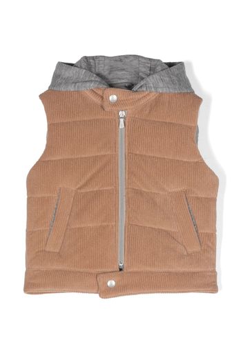 Eleventy Kids hooded corduroy gilet - Neutrals