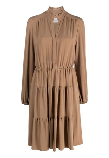 Eleventy tiered long-sleeved dress - Brown