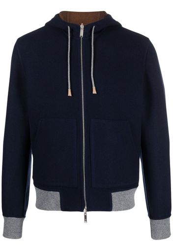 Eleventy zip-up hooded bomber jacket - Blue