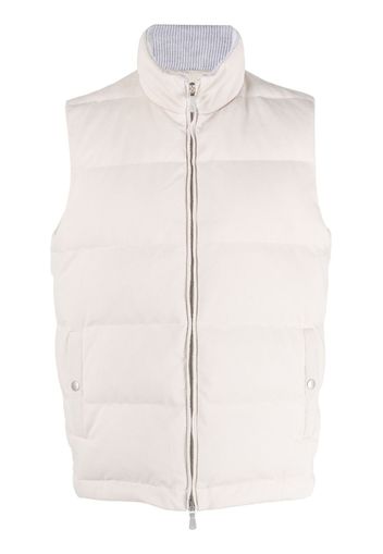 Eleventy padded zipped cotton gilet - Neutrals