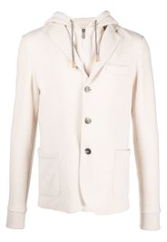 Eleventy drawstring-hooded single-breasted jacket - Neutrals