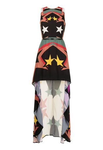 Elie Saab star-print high-low hem dress - Black