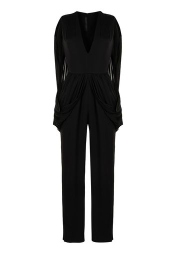 Elie Saab V-plunge cape jumpsuit - Black