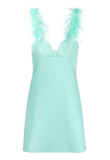 Elie Saab feather-detail sweetheart-neck dress - Green