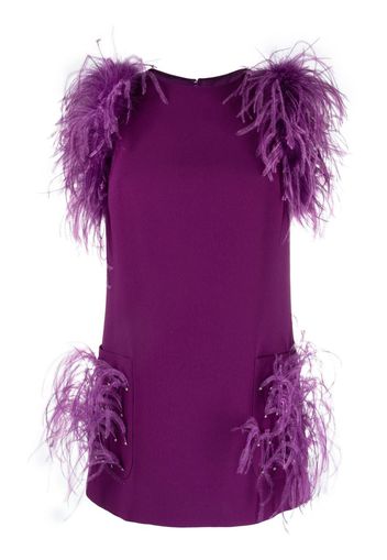 Elie Saab feather-trim crepe blouse - Purple