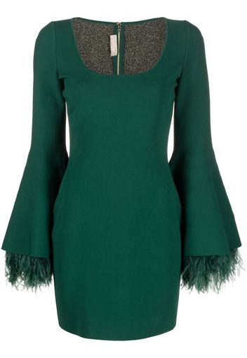 Elie Saab feather-detailed knit dress - Green