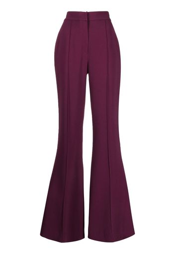 Elie Saab silk-crepe flared trousers - Purple