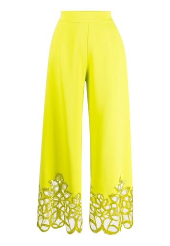 Elie Saab embroidered-detail cropped trousers - Green