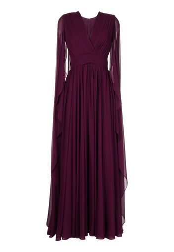 Elie Saab cape-effect pleated gown - Purple