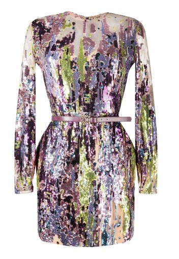 Elie Saab sequin-embellished mini dress - Multicolour