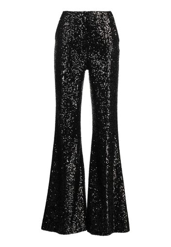 Elie Saab sequin-embellished flared trousers - Black