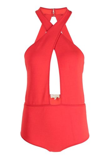 Elie Saab halter keyhole body suit - Red