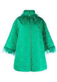 Elie Saab quilted feather-trim coat - Green