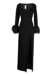 Elie Saab feather-trim gown - Black