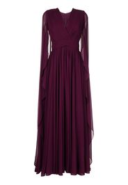 Elie Saab cape-effect pleated gown - Purple