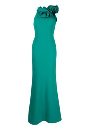 Elie Saab ruffle-detail cady halterneck dress - Green