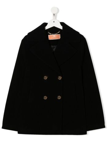 Elisabetta Franchi La Mia Bambina spread-collar double-breasted peacoat - Black