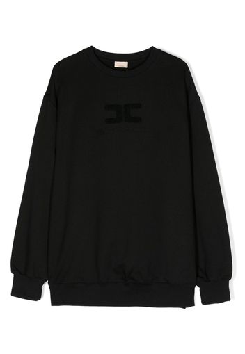 Elisabetta Franchi La Mia Bambina logo-embroidered cotton sweatshirt - Black