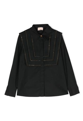 Elisabetta Franchi La Mia Bambina crystal-embellished cotton shirt - Blue