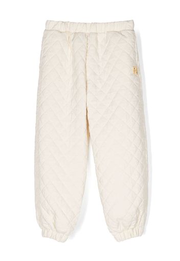 Elisabetta Franchi La Mia Bambina logo-plaque quilted track pants - Neutrals