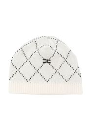 Elisabetta Franchi La Mia Bambina intarsia-knit logo beanie - White