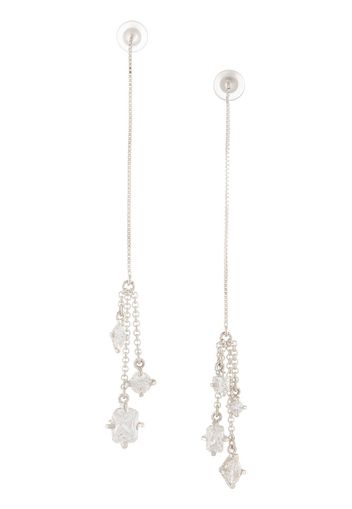 E.M. crystal pendant earrings - Silver